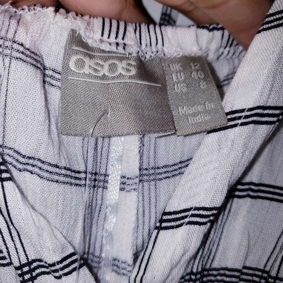 NWT Asos Crinkled Halter Mono Check Print Romper - Picture 7 of 8